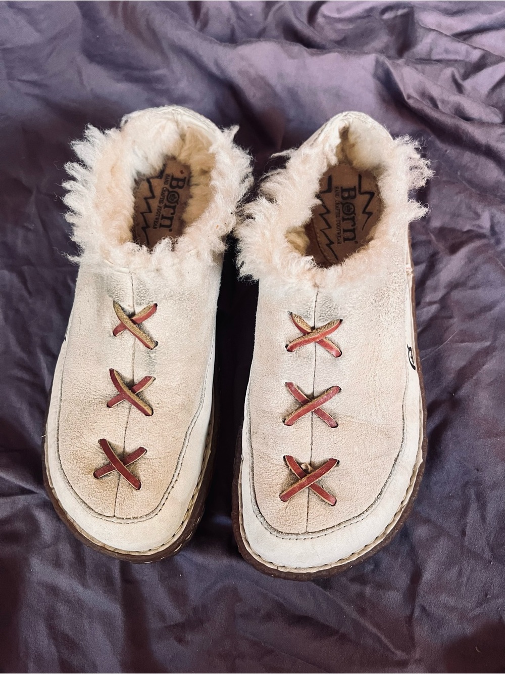 Børn Suede moccasins clogs with shearling lining size 6.5 - Picture 2 of 10
